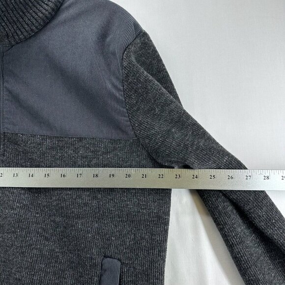 Izod Sweater Men Sz L Full Zip Fleece Plaid Lined Mock Neck Long Sleeve Charcoal - Picture 10 of 12